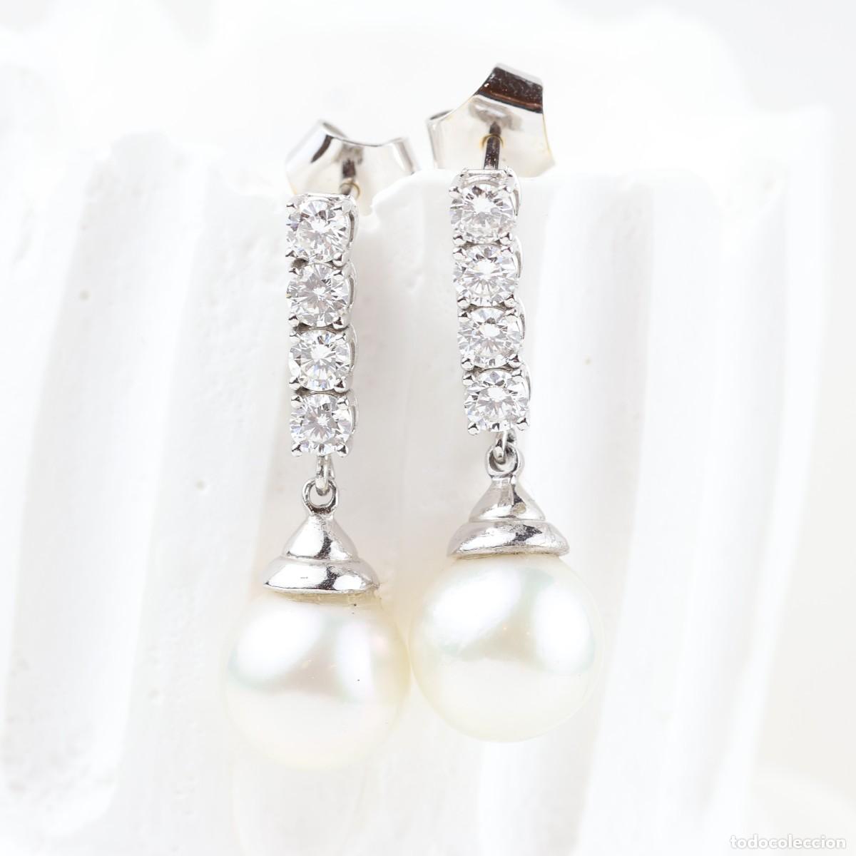 Joyeria: Pendientes vintage con diamantes y perlas - Foto 1