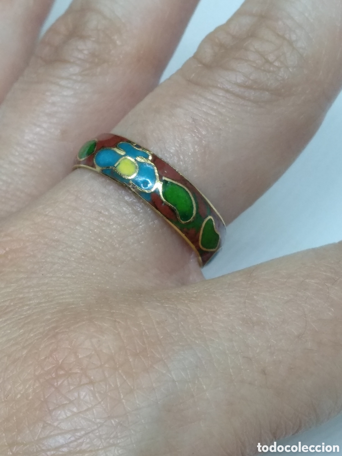 Joyeria: Anillo Vintage de cloisonne esmalte. - Foto 2