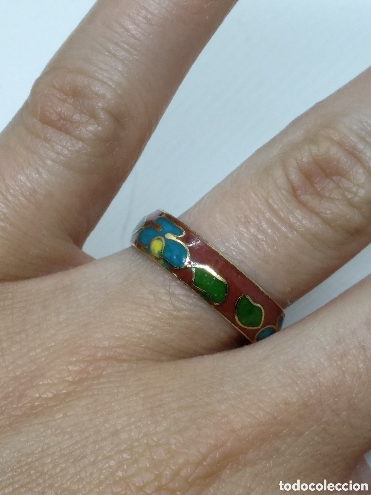 Joyeria: Anillo Vintage de cloisonne esmalte. - Foto 3