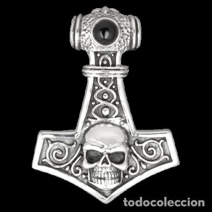 Joyeria: COLGANTE DE PLATA DE LEY DE MARTILLO DE THOR CON CALAVERA - Foto 1