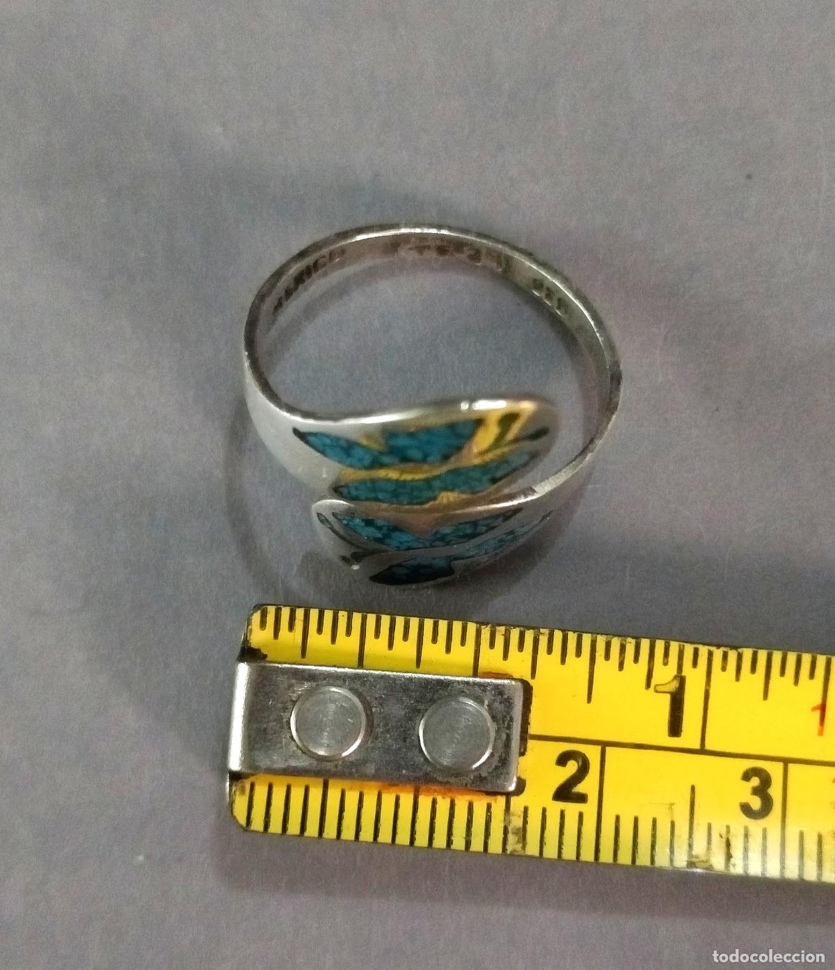 Joyeria: Anillo de plata de ley contrastada con mariposas azules. - Foto 3