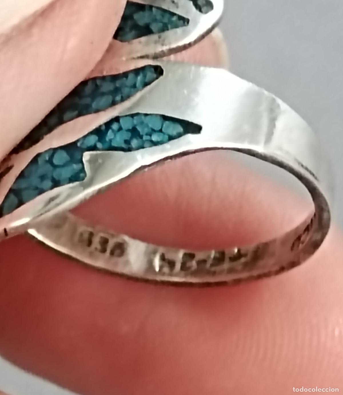 Joyeria: Anillo de plata de ley contrastada con mariposas azules. - Foto 4