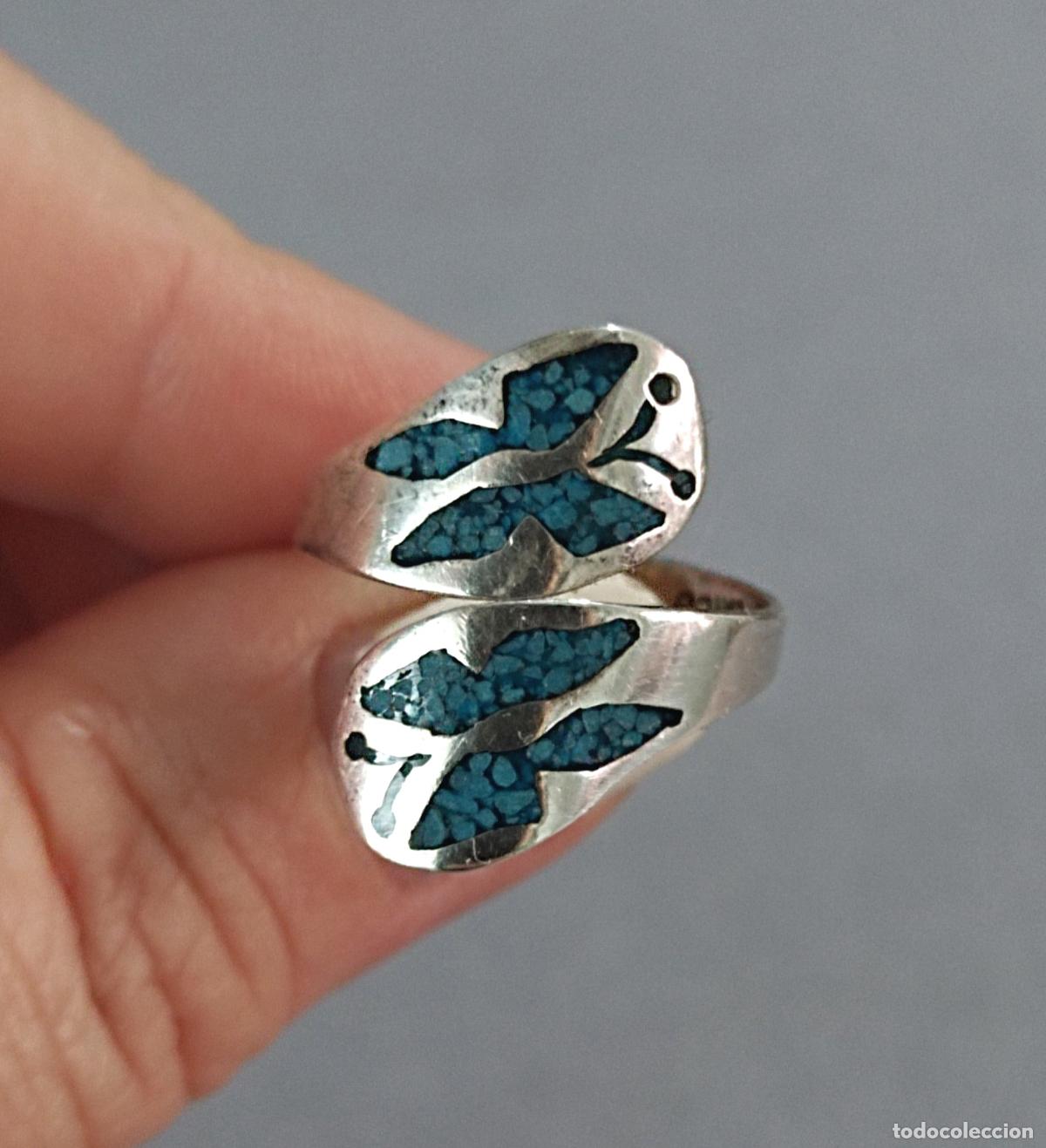 Joyeria: Anillo de plata de ley contrastada con mariposas azules. - Foto 7