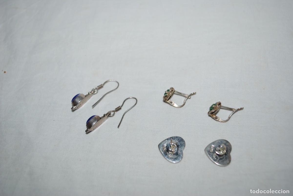 Joyeria: PENDIENTES DE PLATA TRES PARES . - Foto 2