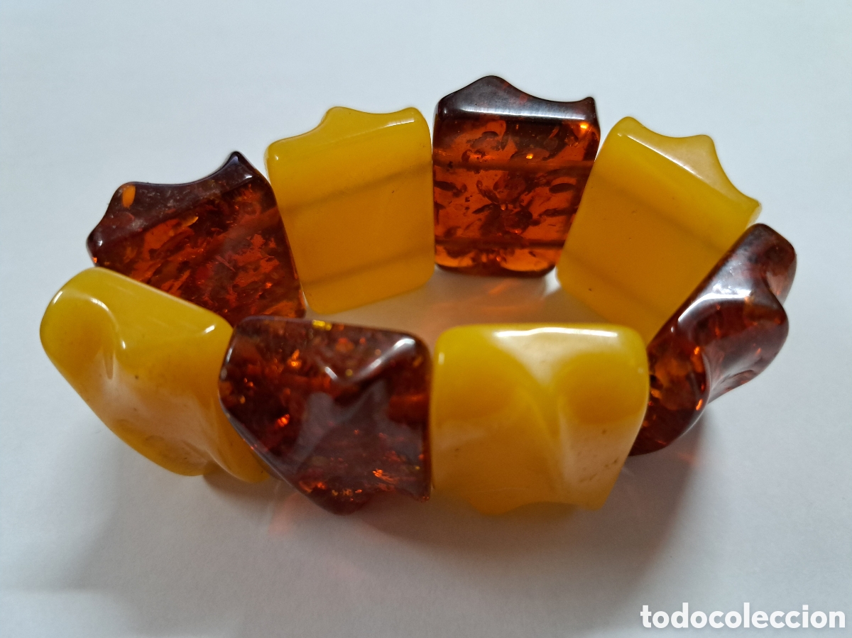 Joyeria: Pulsera de 8 piezas de ambar con 4 de ambar amarillo real - Foto 2