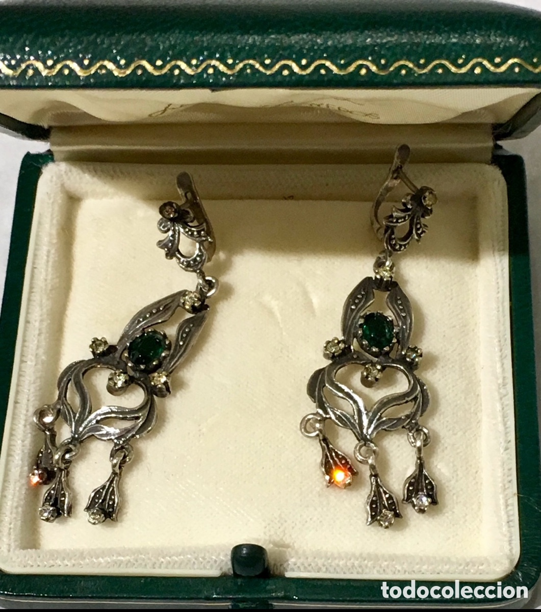 Joyeria: Pendientes. Plata y circonitas. Mid-Century. - Foto 1