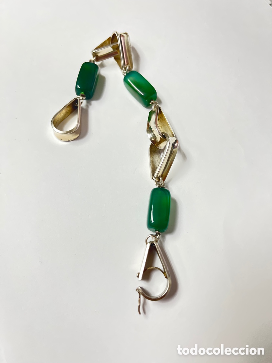 Joyeria: Pulsera de plata y &aacute;gata verde /Pul95 - Foto 4