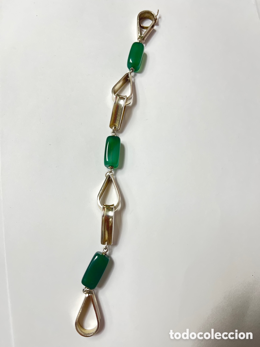 Joyeria: Pulsera de plata y &aacute;gata verde /Pul95 - Foto 6