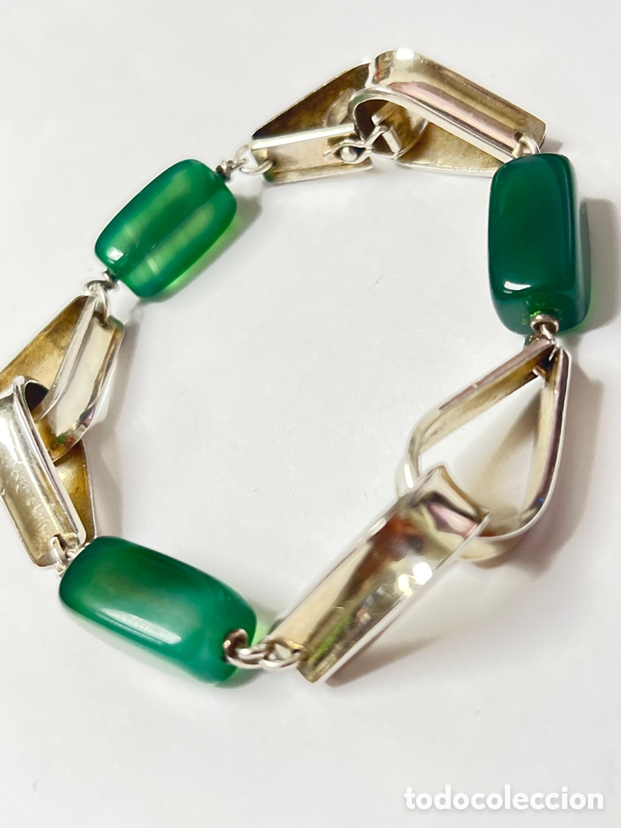 Joyeria: Pulsera de plata y &aacute;gata verde /Pul95 - Foto 2