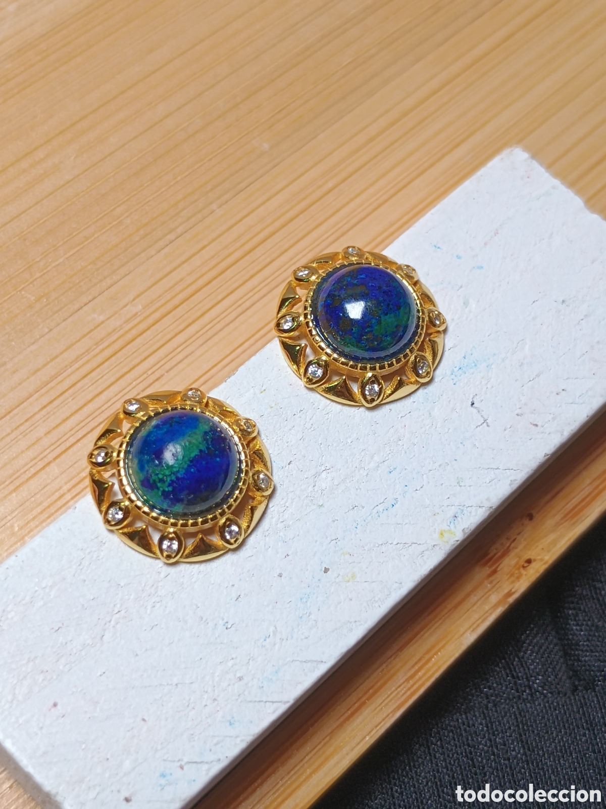 Joyeria: Pendientes azurita | Plata dorada - Foto 2