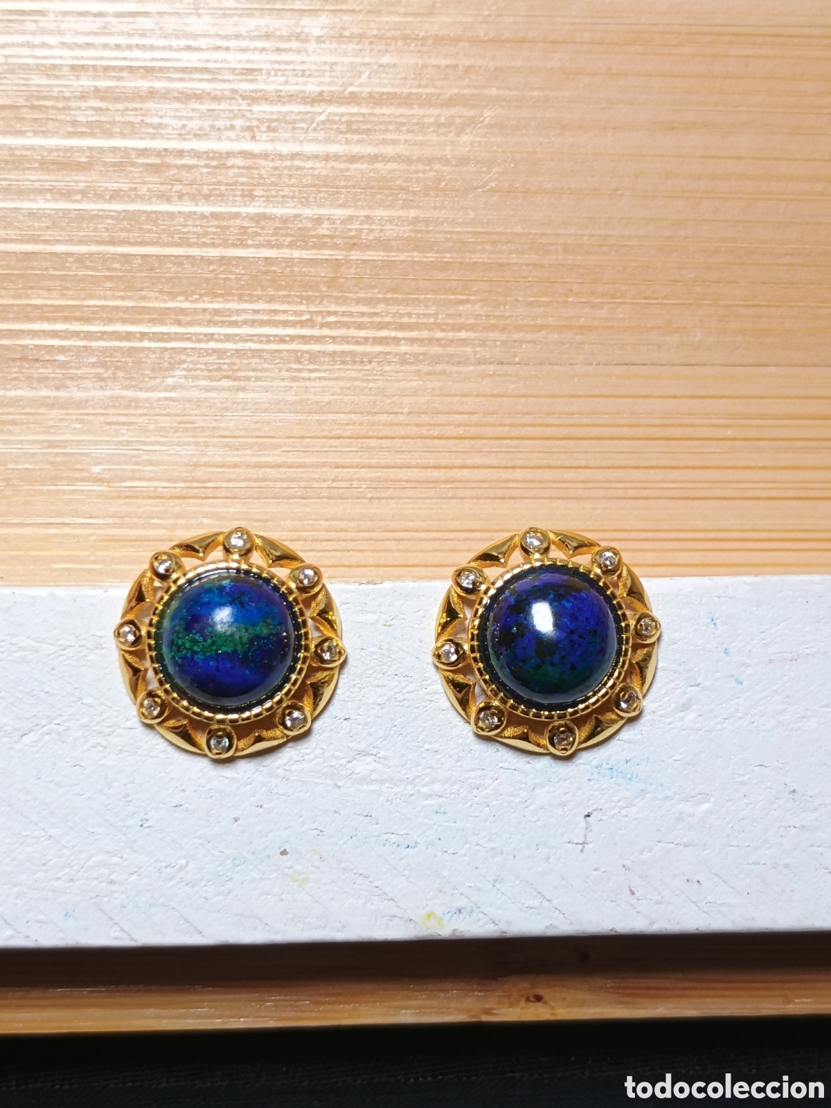 Joyeria: Pendientes azurita | Plata dorada - Foto 1