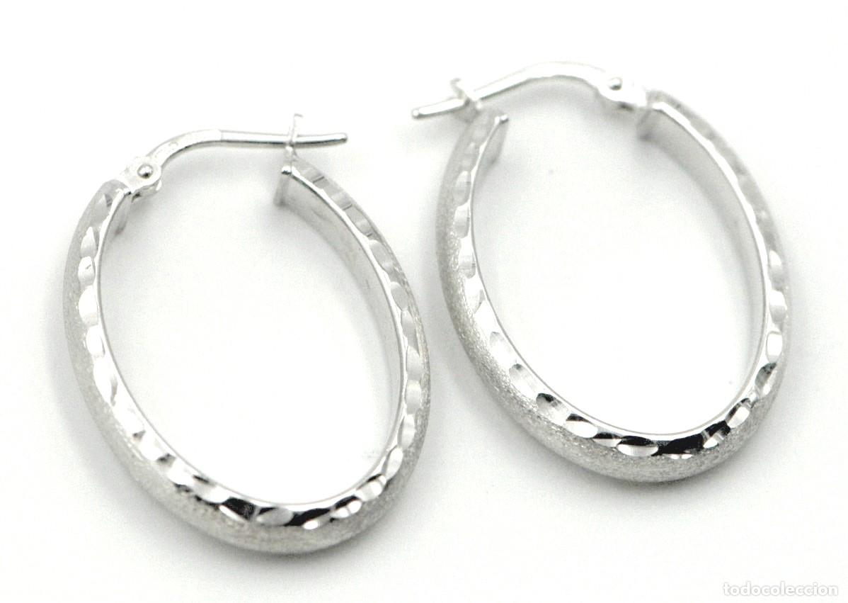 Joyeria: Pendientes aro ovalado mate y brillo, Plata Ley - Foto 1