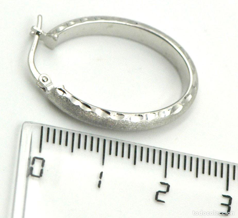 Joyeria: Pendientes aro ovalado mate y brillo, Plata Ley - Foto 2