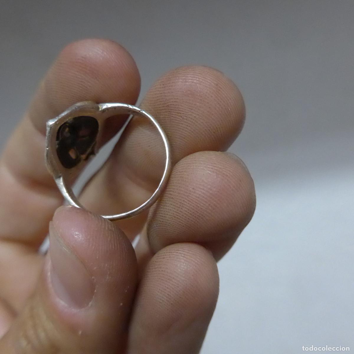Joyeria: Antiguo anillo de plata con pedreria a identificar - Foto 5
