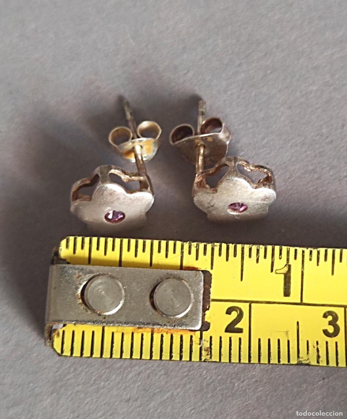 Joyeria: Pendientes de plata de ley, flor, cierre de presi&oacute;n. - Foto 4