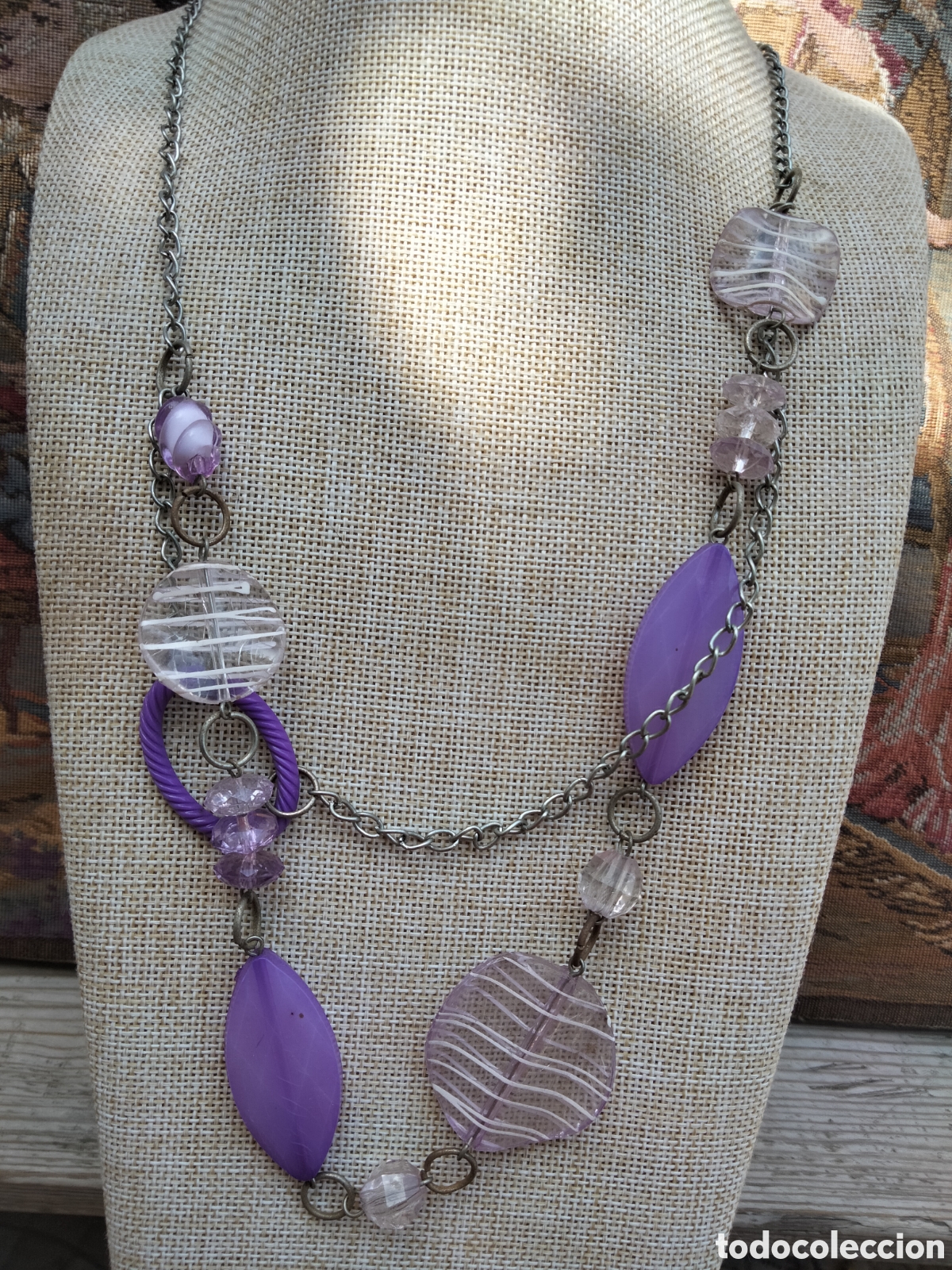 Joyeria: Collar vintage en tonos malvas - Foto 1