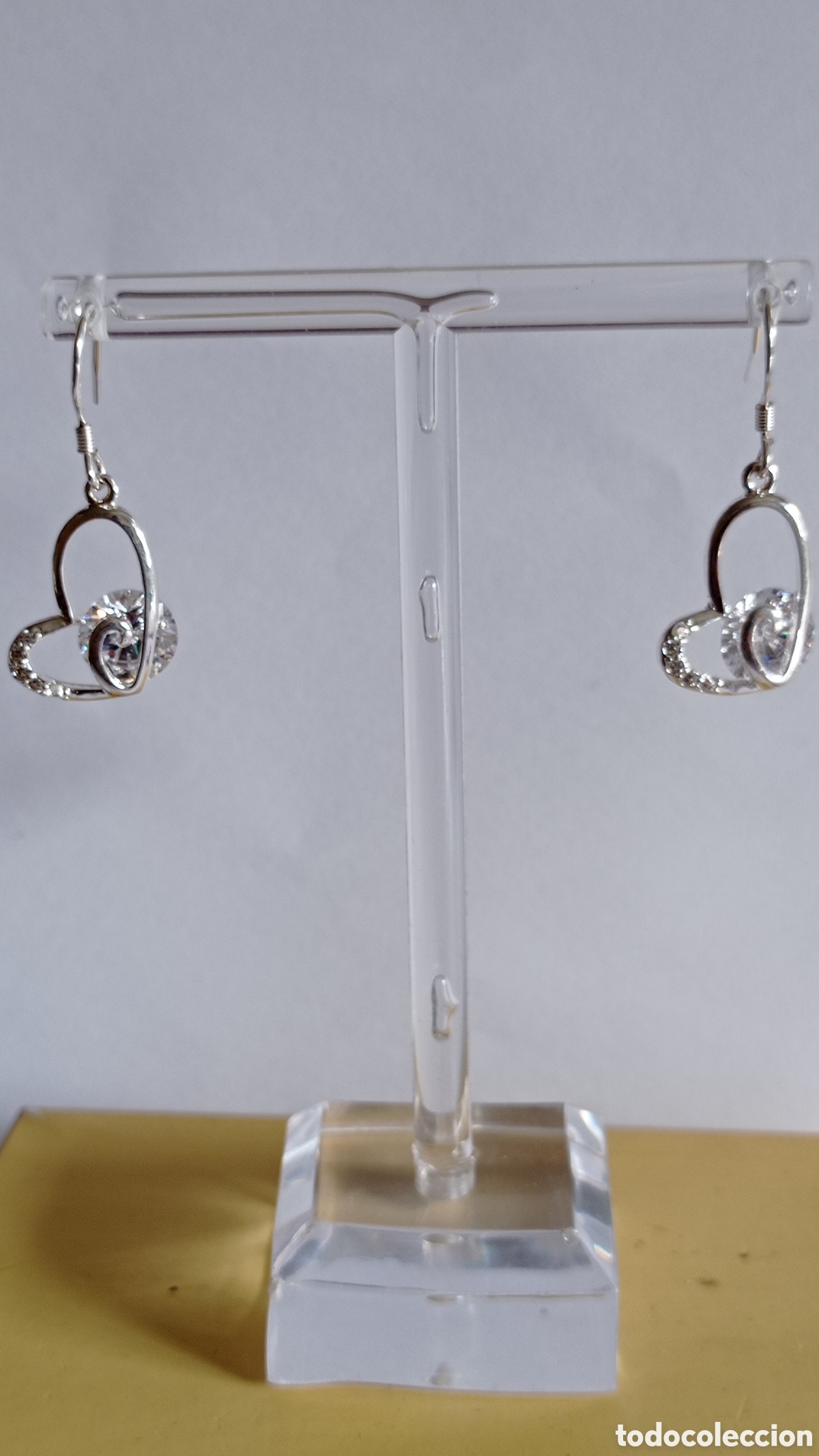 Joyeria: PENDIENTES / CON CIRCONITAS / Y FORMA DE CORAZON / EN PLATA - 925 - Foto 2