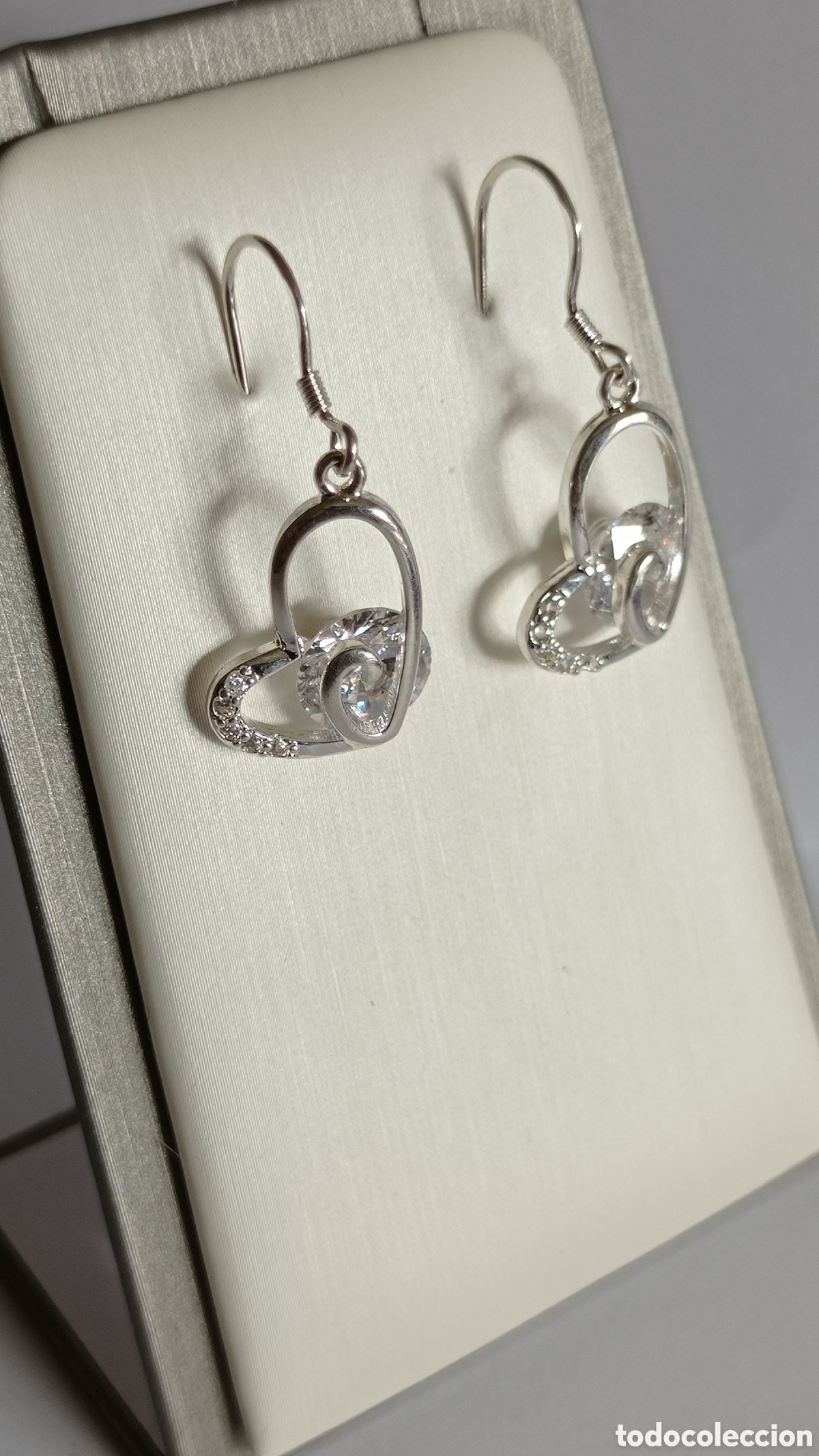 Joyeria: PENDIENTES / CON CIRCONITAS / Y FORMA DE CORAZON / EN PLATA - 925 - Foto 3