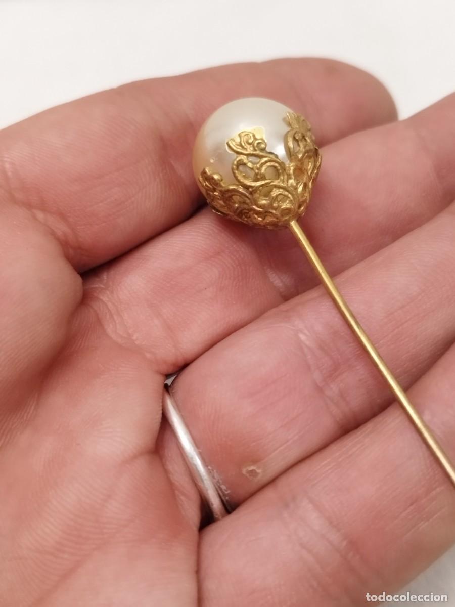 Joyeria: Antigua aguja con perla. - Foto 2