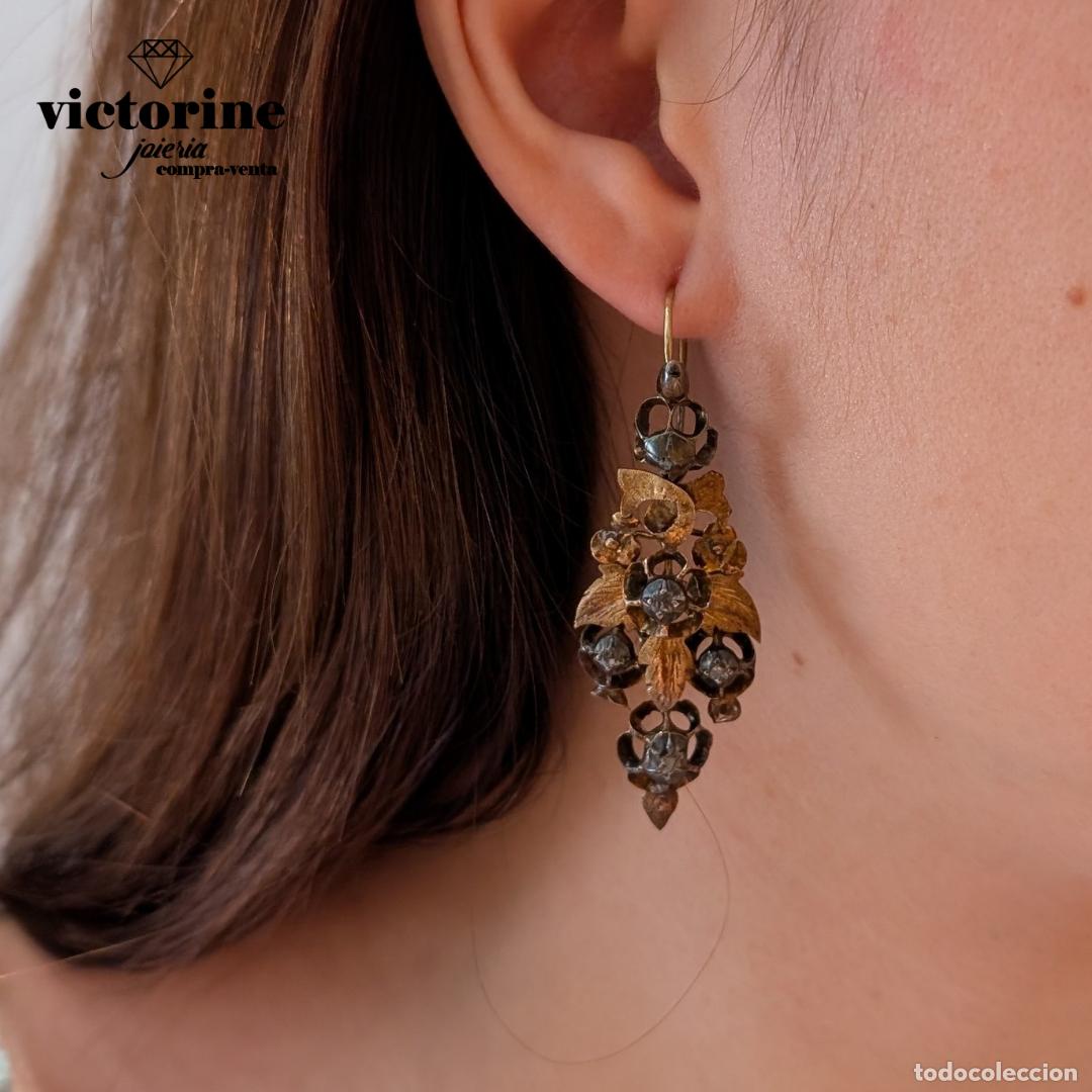 Joyeria: Pendientes de los a&ntilde;os 1880. Oro 18k - Foto 1