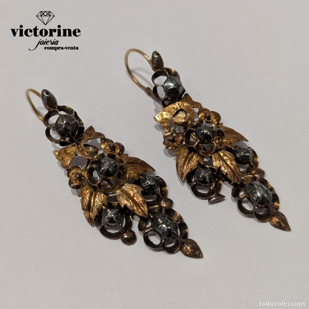 Joyeria: Pendientes de los a&ntilde;os 1880. Oro 18k - Foto 3