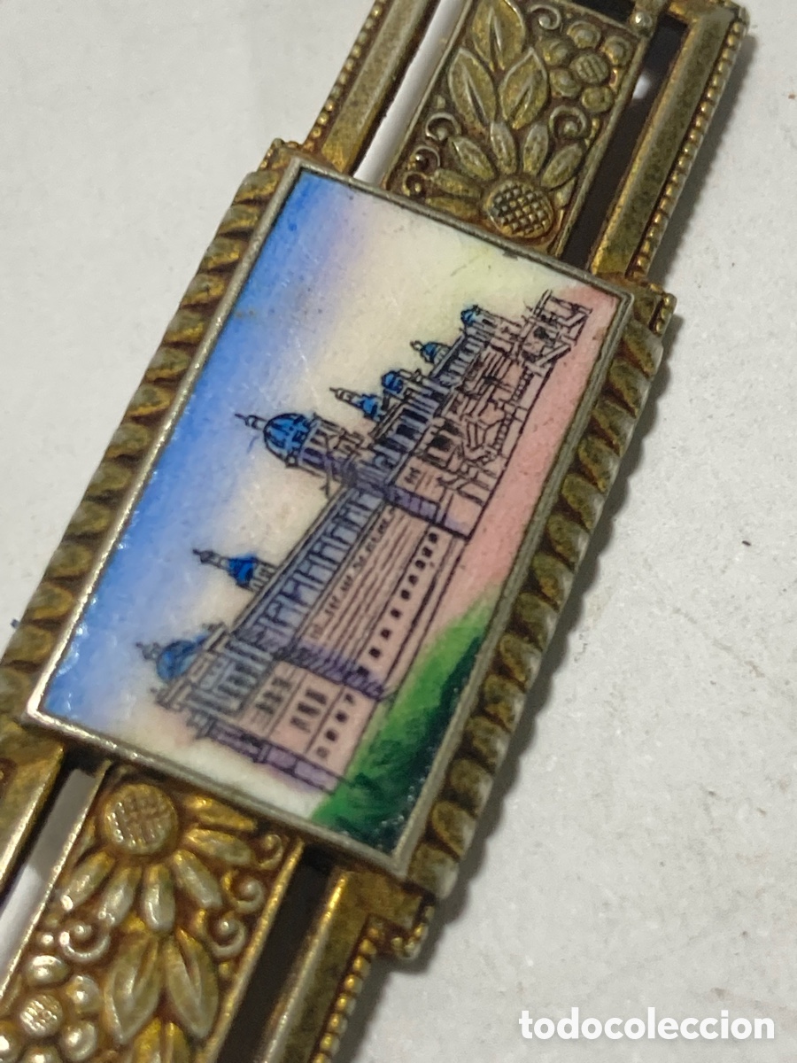 Joyeria: Broche o prendedor vintage con esmalte edificio hist&oacute;rico siglo XX /B161 - Foto 2