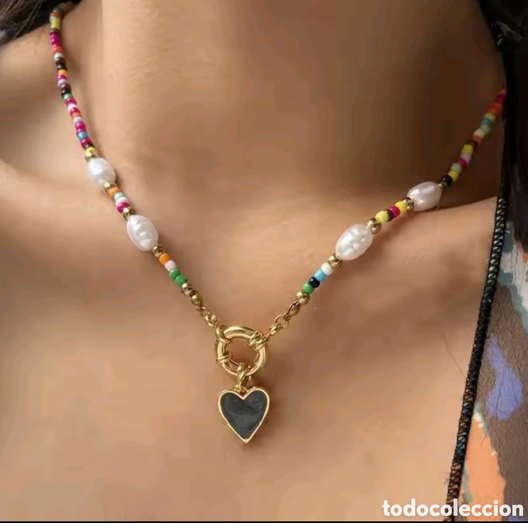 Joyeria: PRECIOSO COLLAR DE CUENTAS DE COLORES Y CORAZ&Oacute;N. REF S6 EOS COLLARES - Foto 1