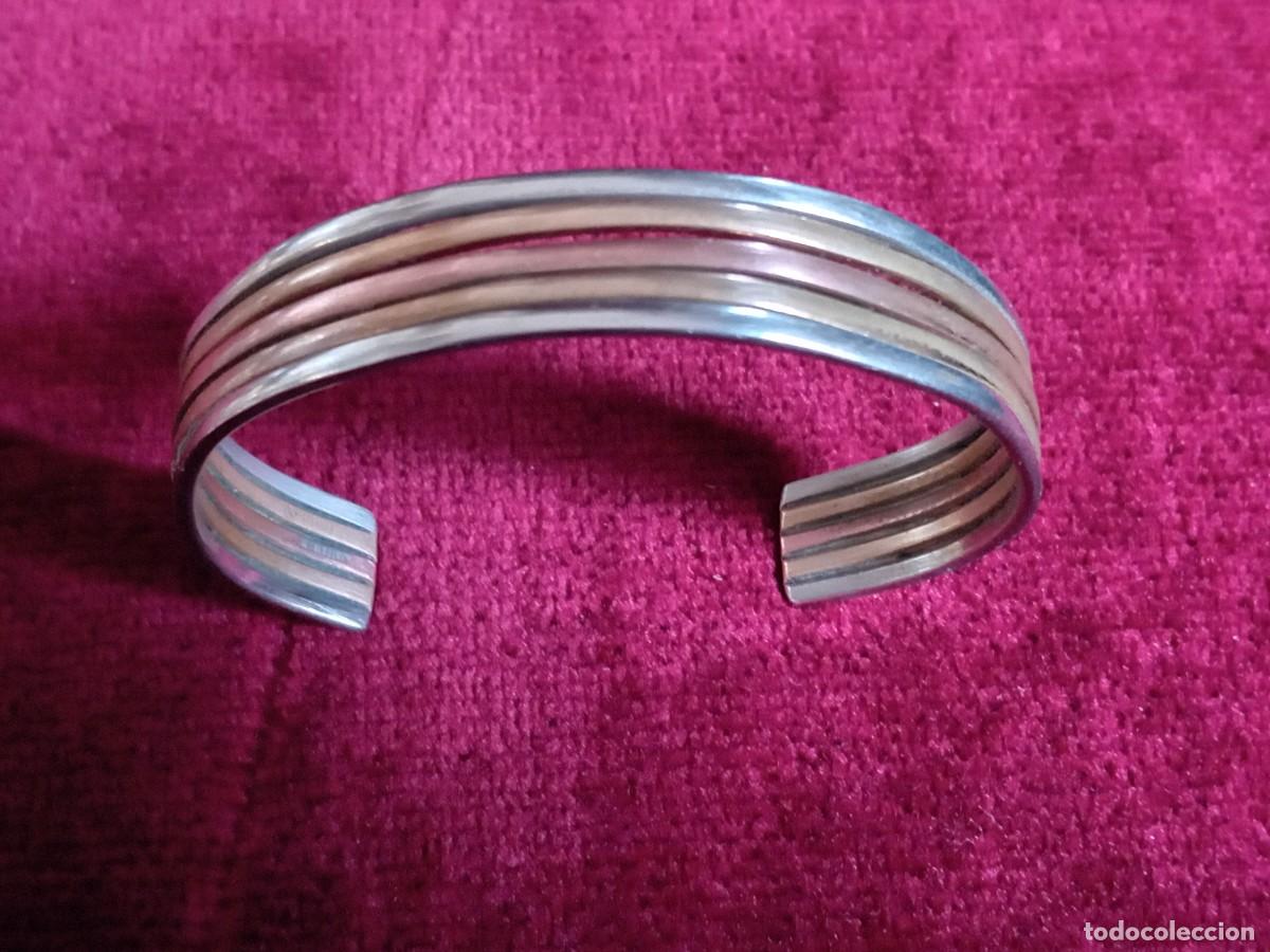Joyeria: Pulsera brazalete de acero y bronce d&eacute;cada de los 70 - Foto 5