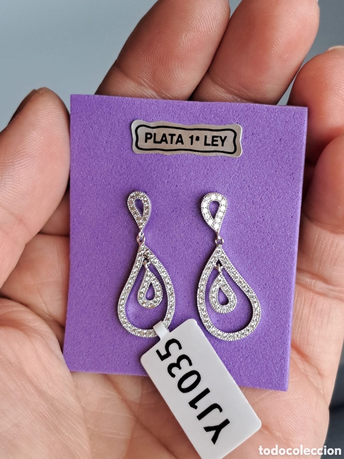 Joyeria: Pendientes de plata de ley 925 rodiada con circonitas. - Foto 2