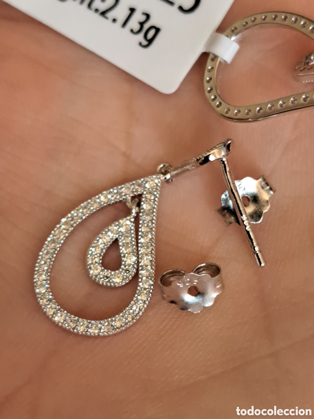 Joyeria: Pendientes de plata de ley 925 rodiada con circonitas. - Foto 7