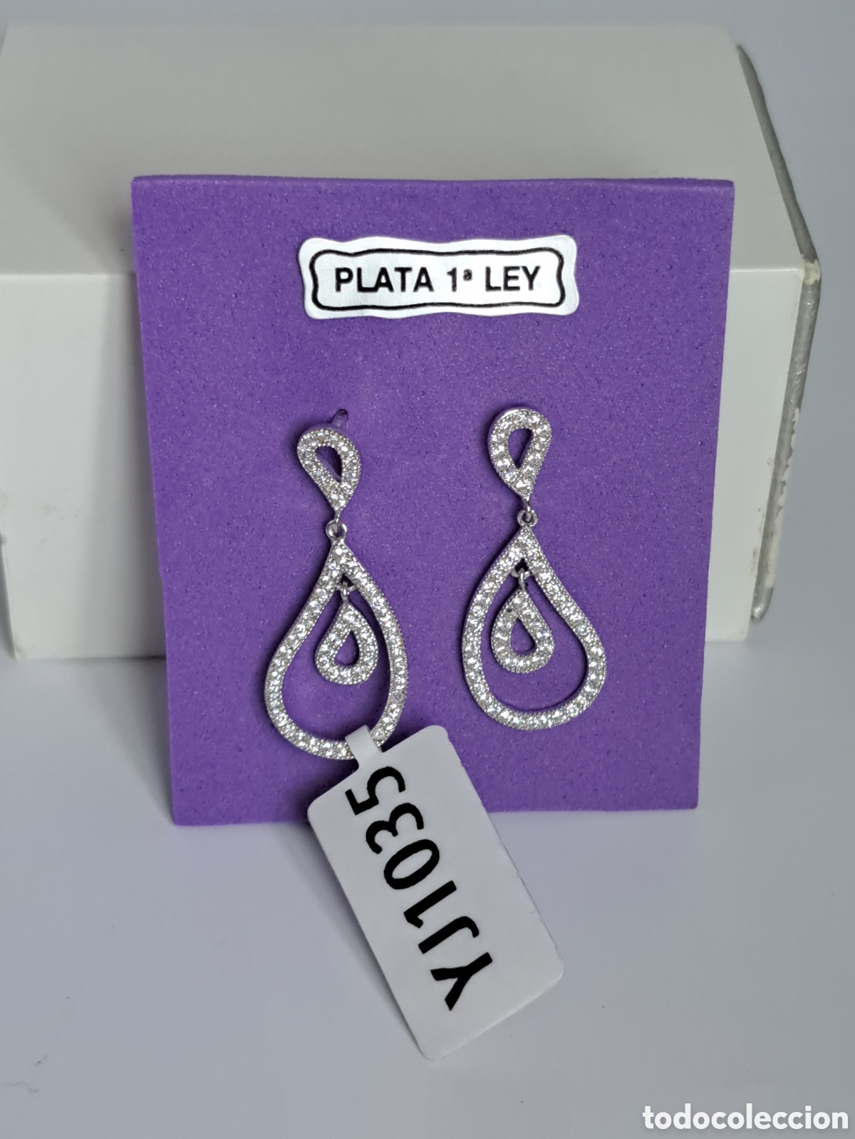 Joyeria: Pendientes de plata de ley 925 rodiada con circonitas. - Foto 1