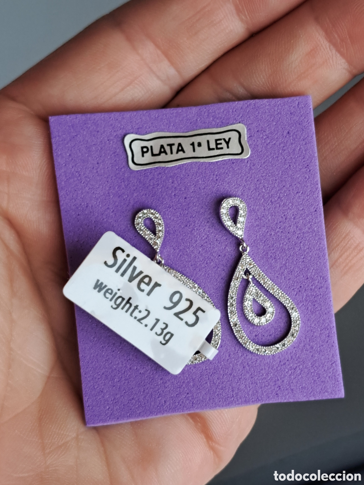 Joyeria: Pendientes de plata de ley 925 rodiada con circonitas. - Foto 11