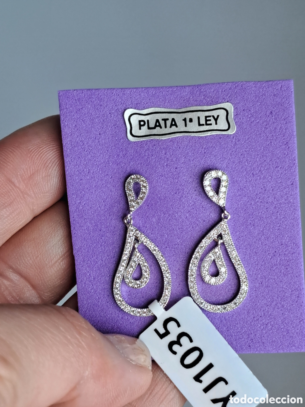 Joyeria: Pendientes de plata de ley 925 rodiada con circonitas. - Foto 4