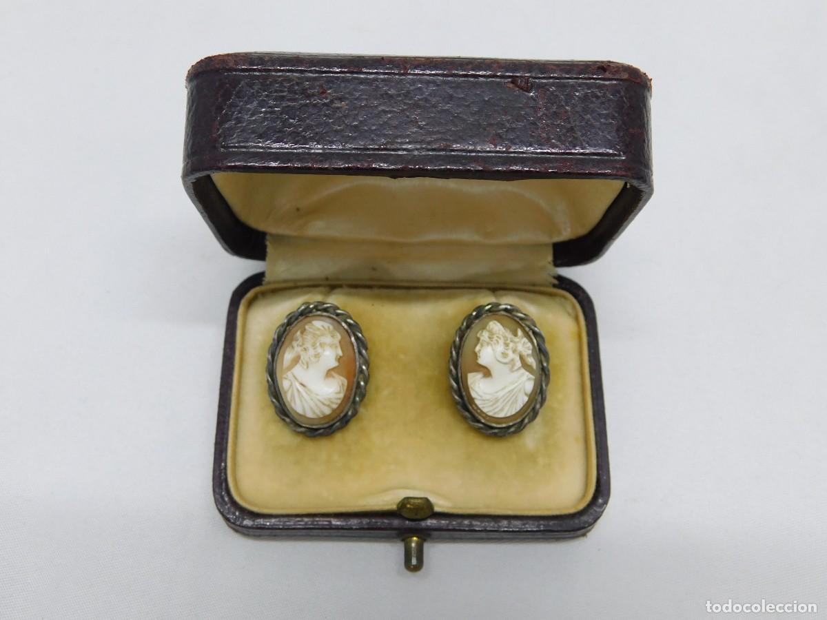 Joyeria: ANTIGUOS PENDIENTES DE PLATA CON CAMAFEO - Foto 2