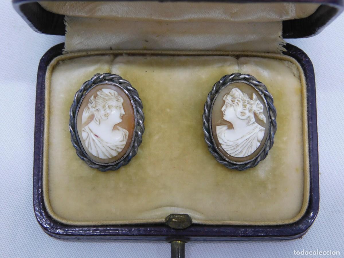 Joyeria: ANTIGUOS PENDIENTES DE PLATA CON CAMAFEO - Foto 4