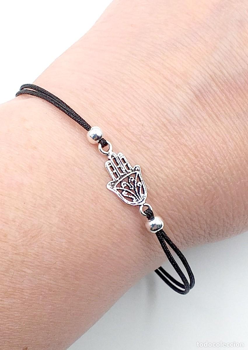 Joyeria: Pulsera mano F&aacute;tima Plata Ley, cord&oacute;n seda negro - Foto 2
