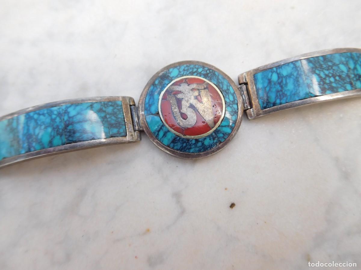 Joyeria: Pulsera vintage de plata y mineral? Turquesa? - Foto 2