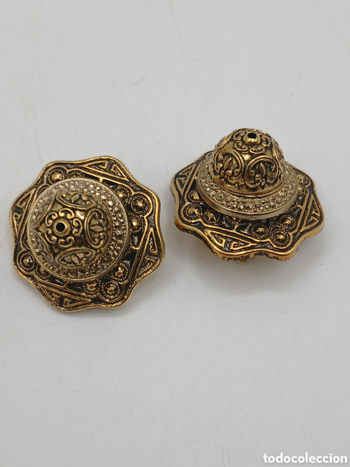 Joyeria: Pendientes metal damasquinado oro - Foto 2