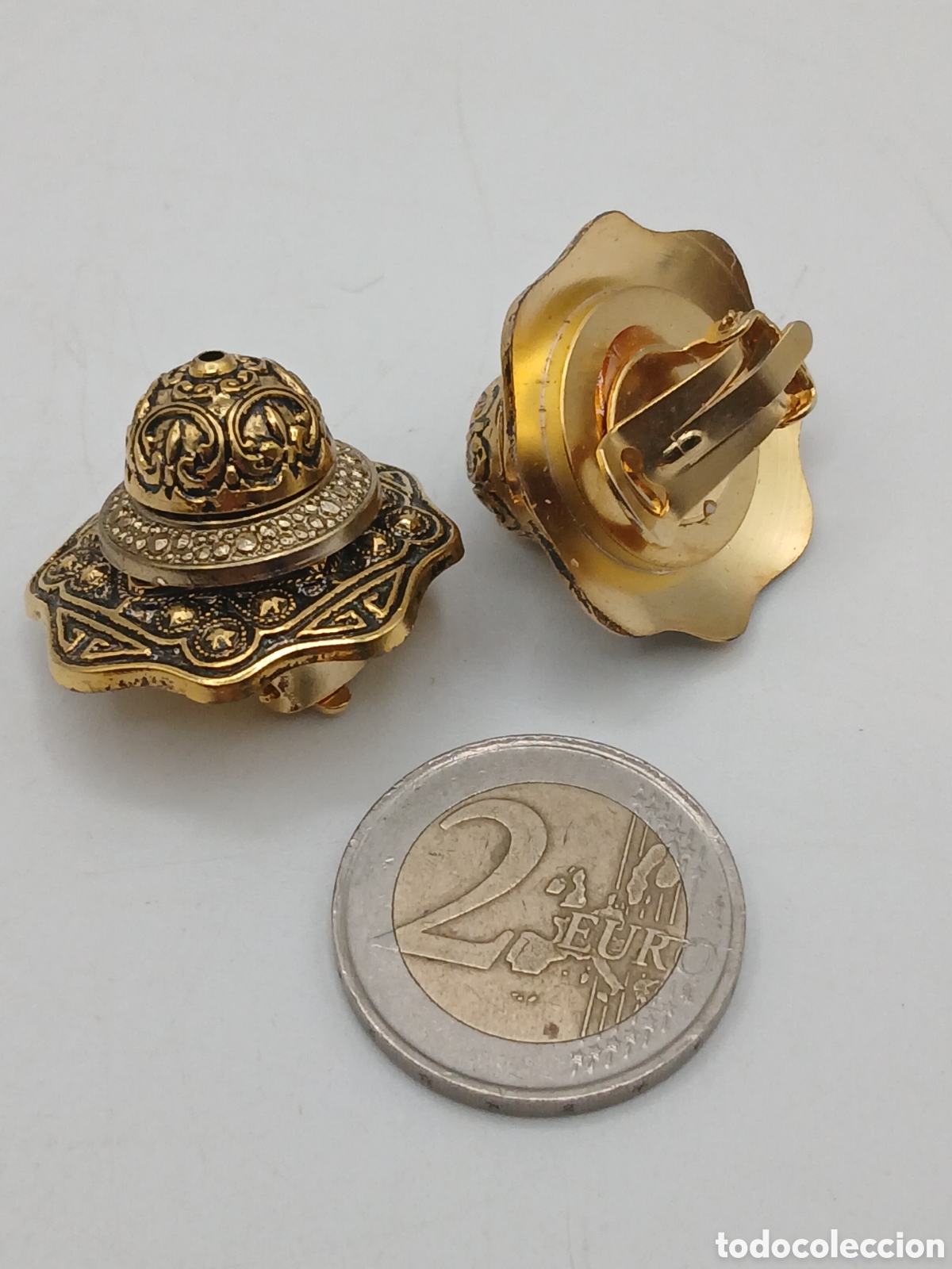 Joyeria: Pendientes metal damasquinado oro - Foto 3