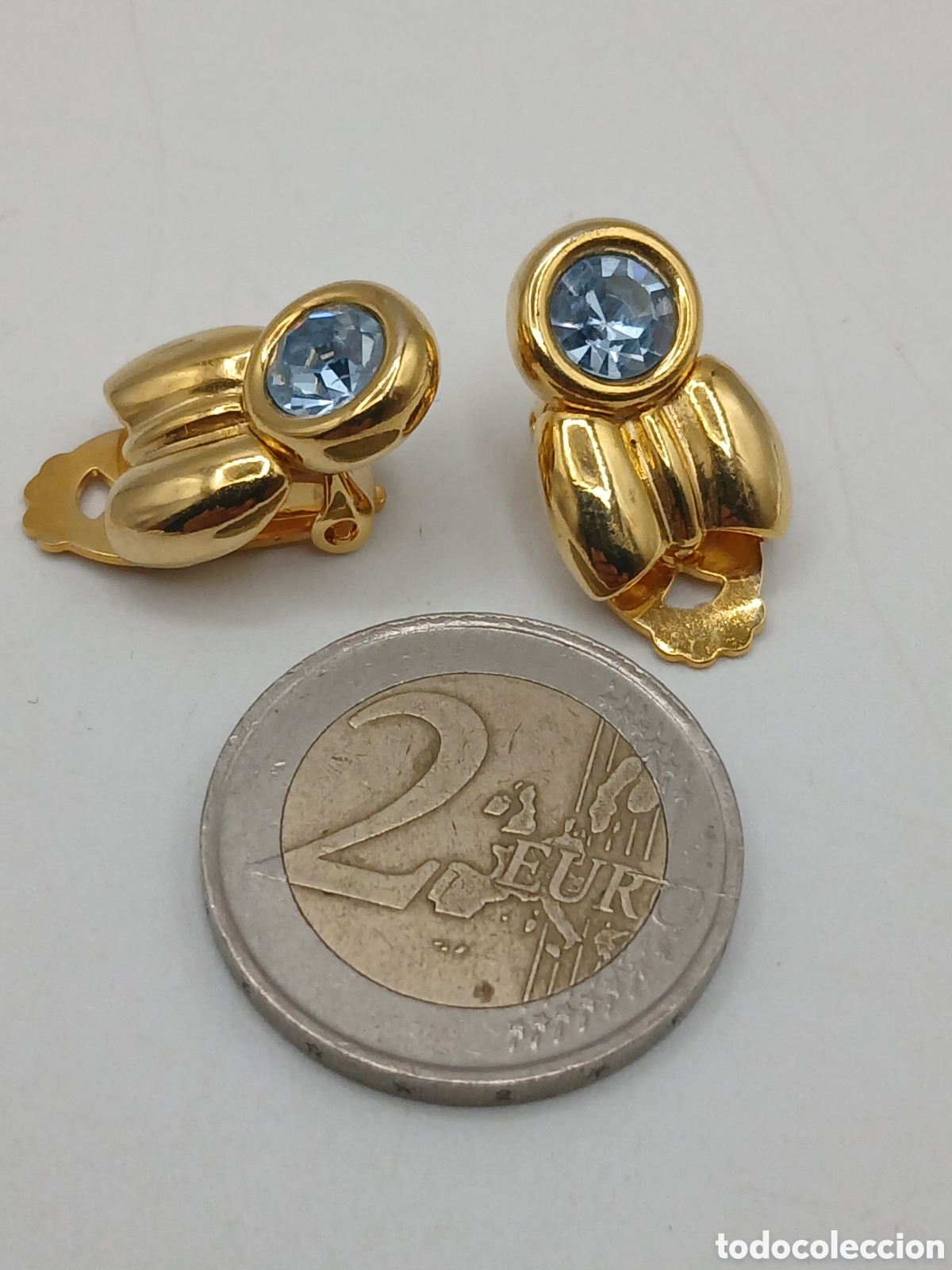 Joyeria: Pendientes metal chapado oro y topacio azul - Foto 2