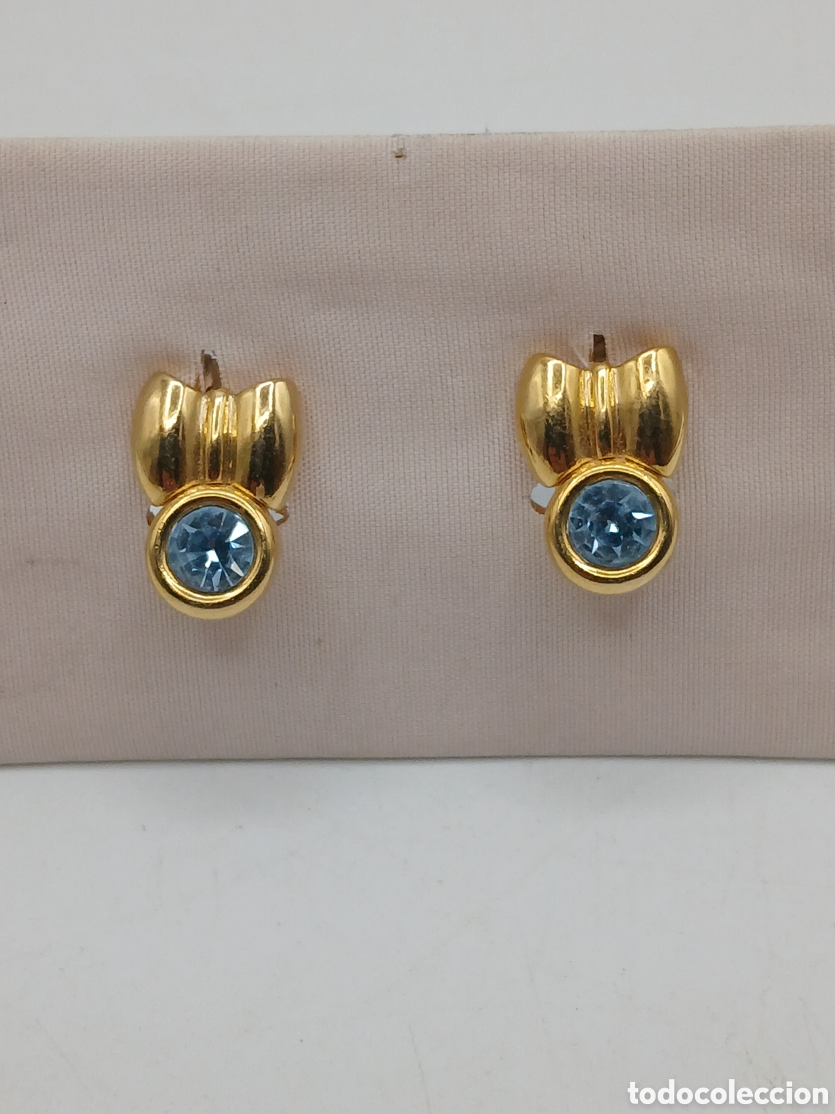 Joyeria: Pendientes metal chapado oro y topacio azul - Foto 1