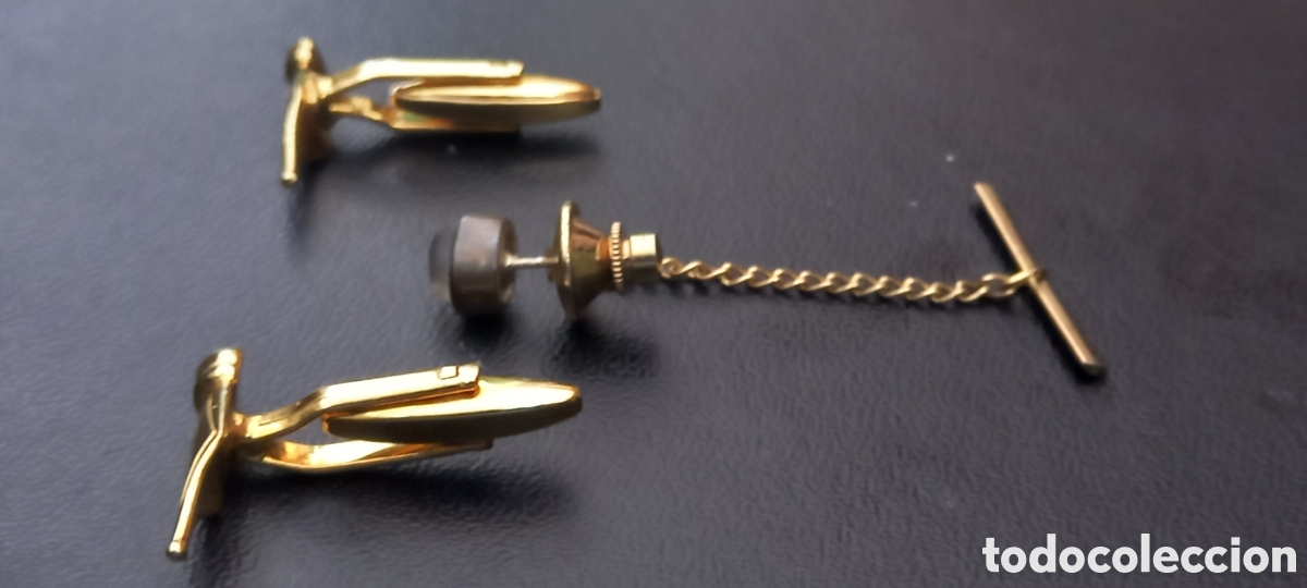 Joyeria: Gemelos forma de pluma y alfiler de corbata - Foto 1