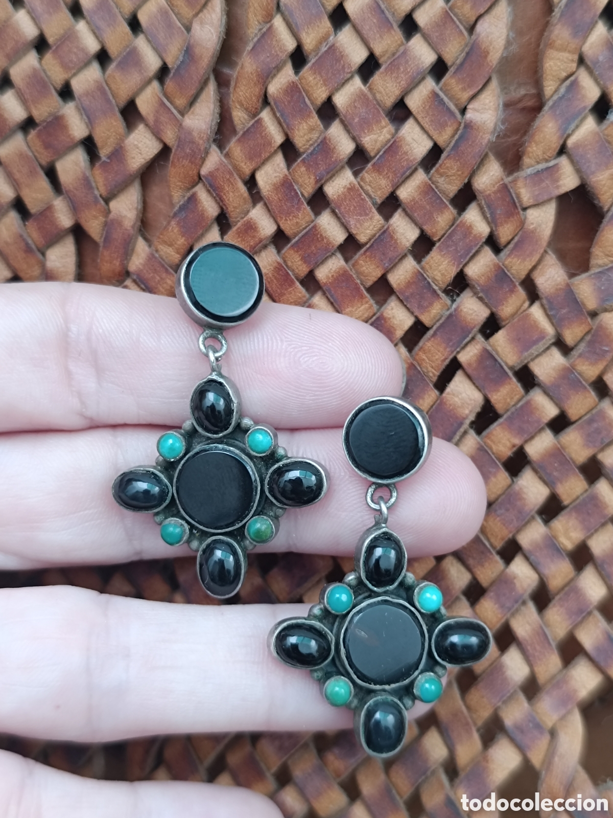 Joyeria: Pendientes Onix y turquesa con plata - Foto 3