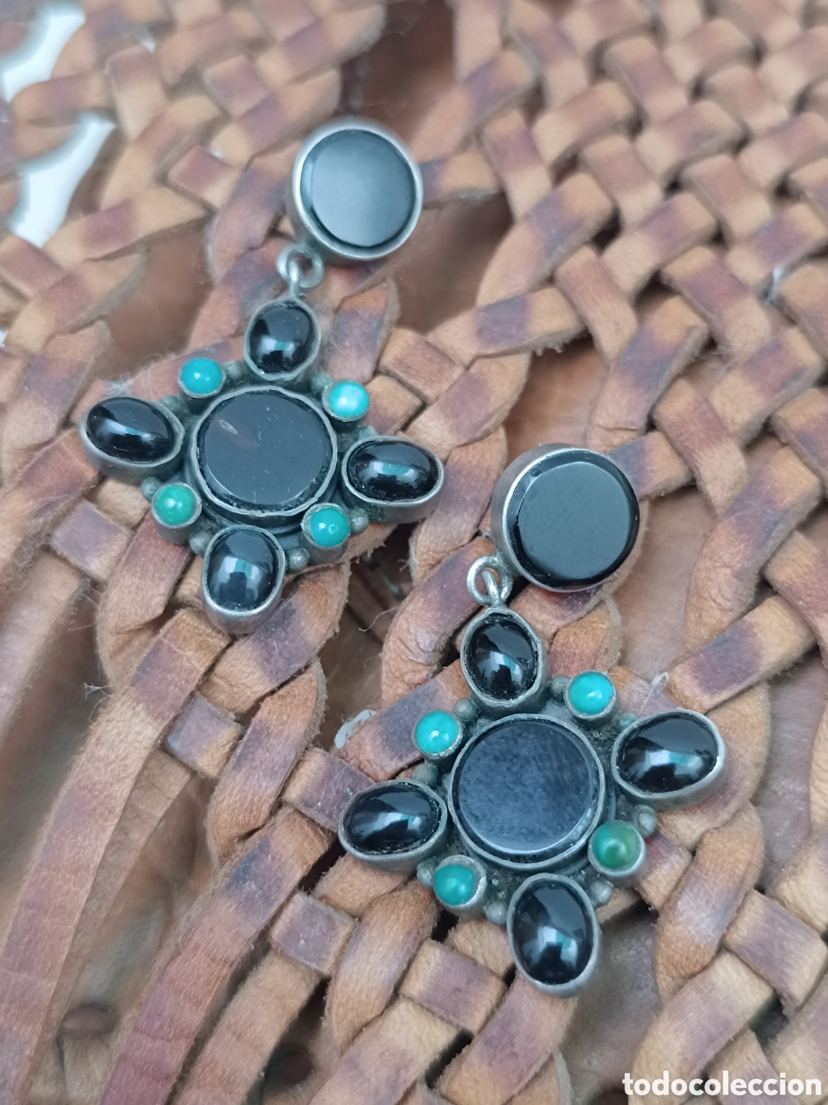 Joyeria: Pendientes Onix y turquesa con plata - Foto 1