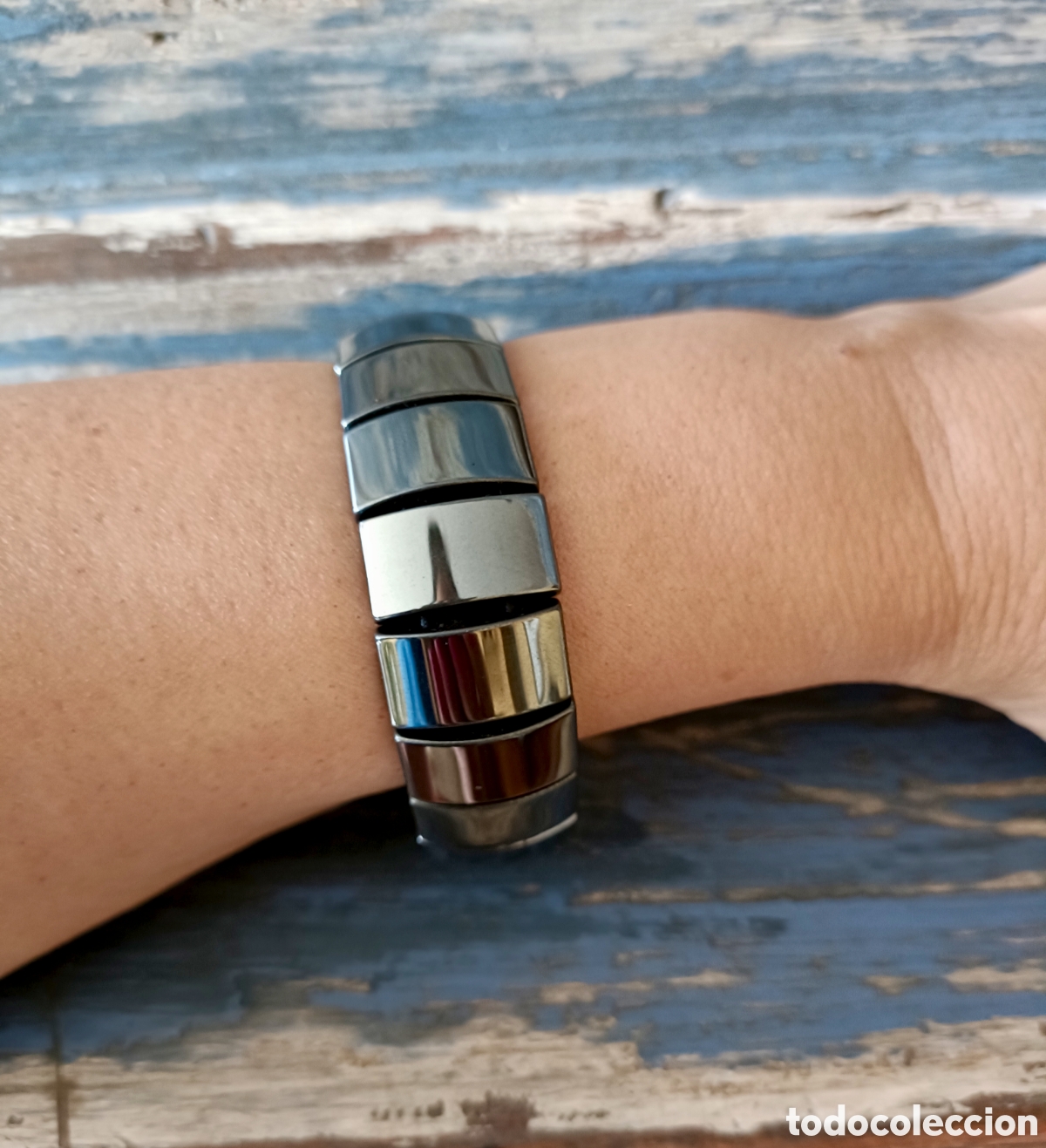 Joyeria: Pulsera hematite el&aacute;stica Vintage, NUEVA - Foto 5