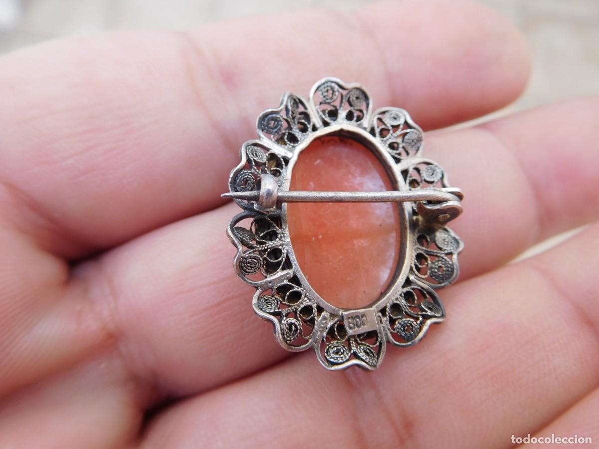 Joyeria: Broche antiguo de plata y camafeo tallado concha - Foto 7