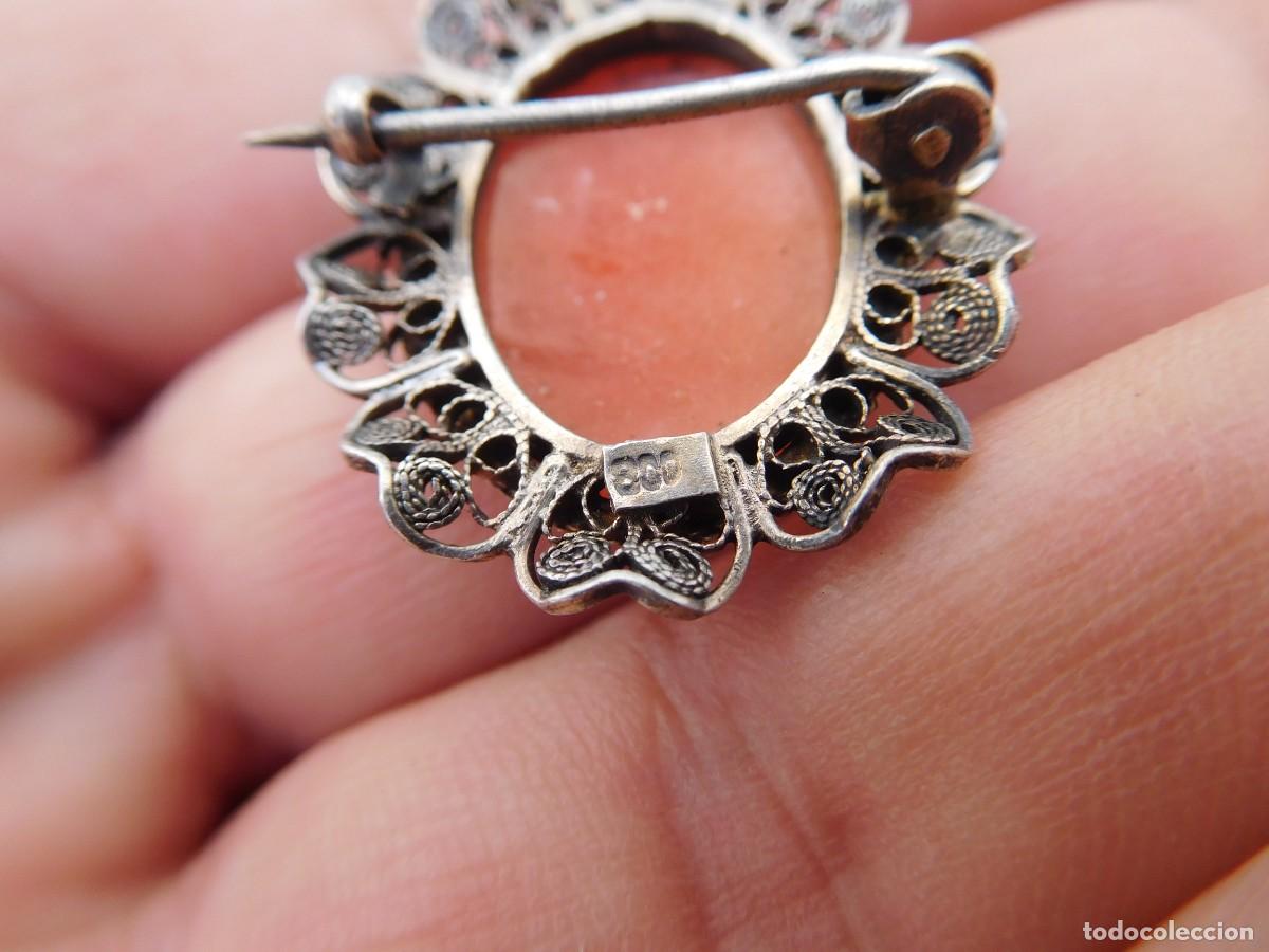Joyeria: Broche antiguo de plata y camafeo tallado concha - Foto 8
