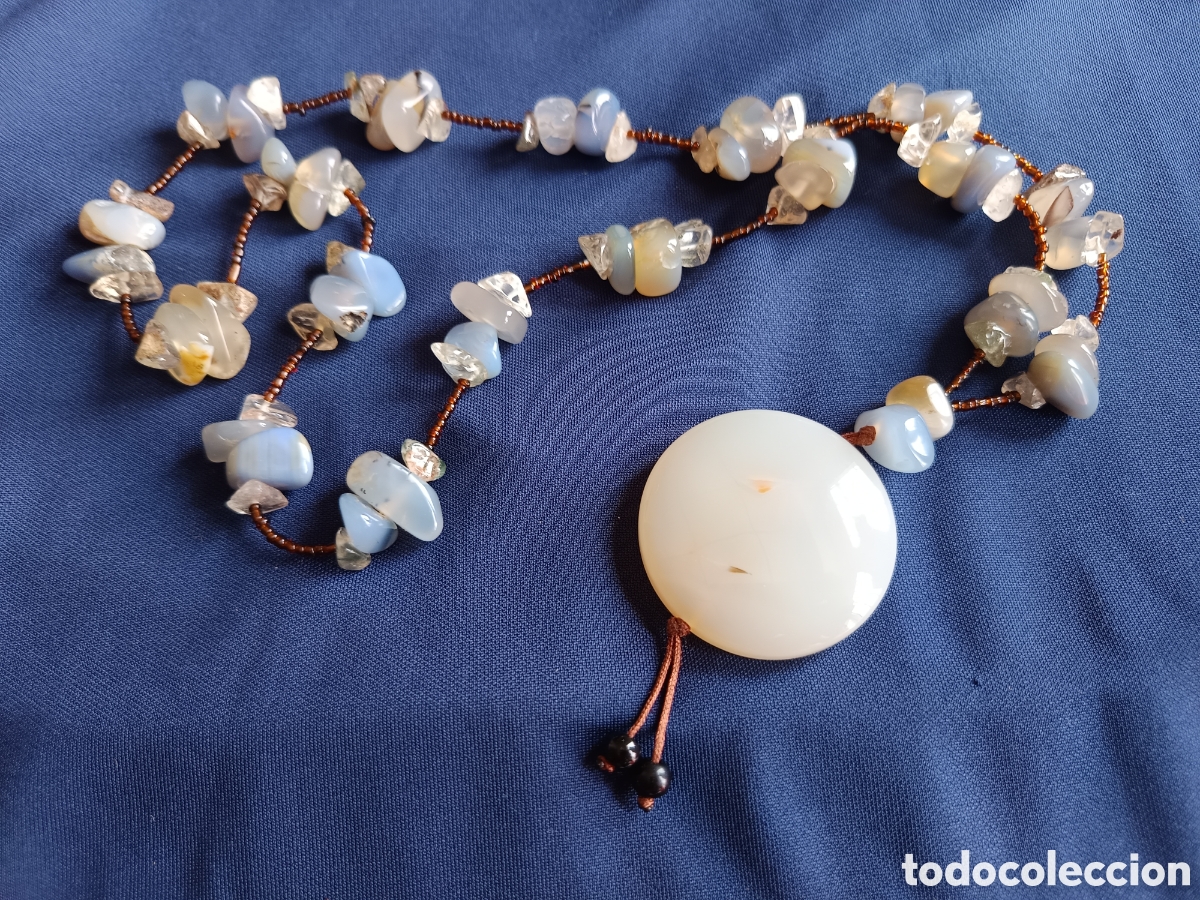 Joyeria: Largo collar de jade blanco y cuarzos naturales - Foto 4