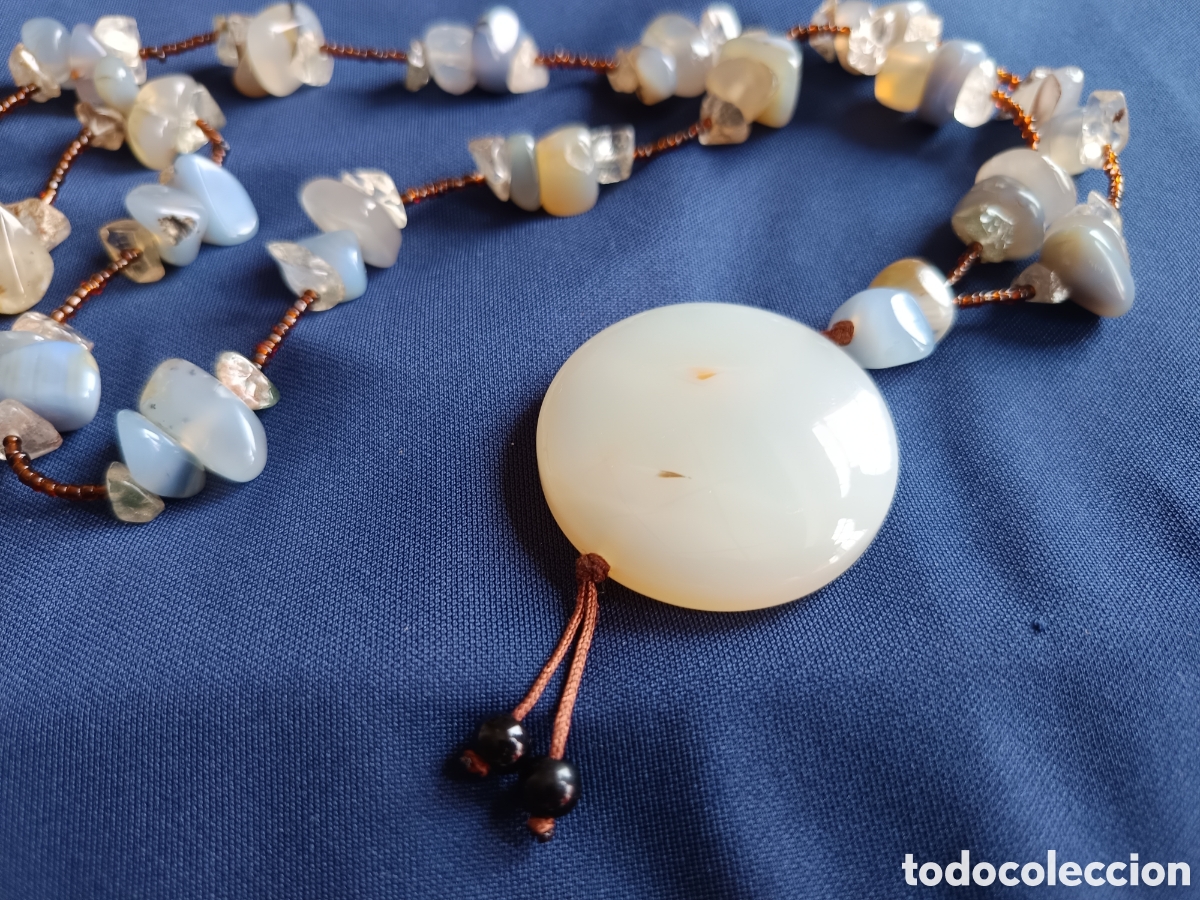 Joyeria: Largo collar de jade blanco y cuarzos naturales - Foto 10