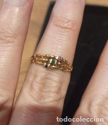 Joyeria: Anillo oro vintage art dec&oacute; con frontis de piedras - Foto 8